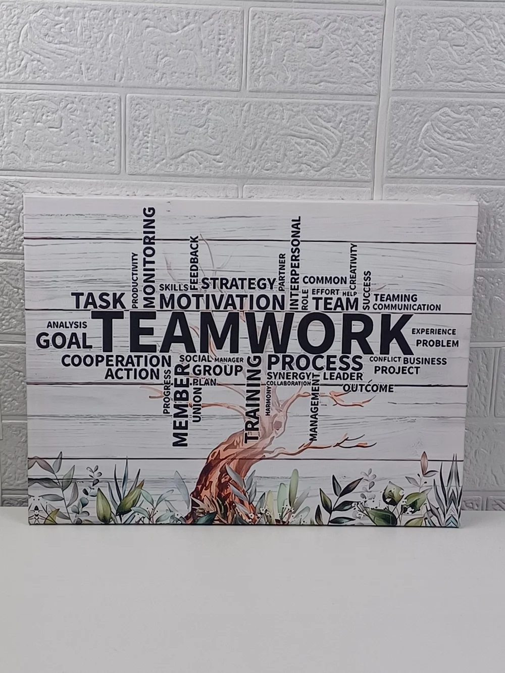 Teamwork Motivational Wall Art - White, Blue Accent